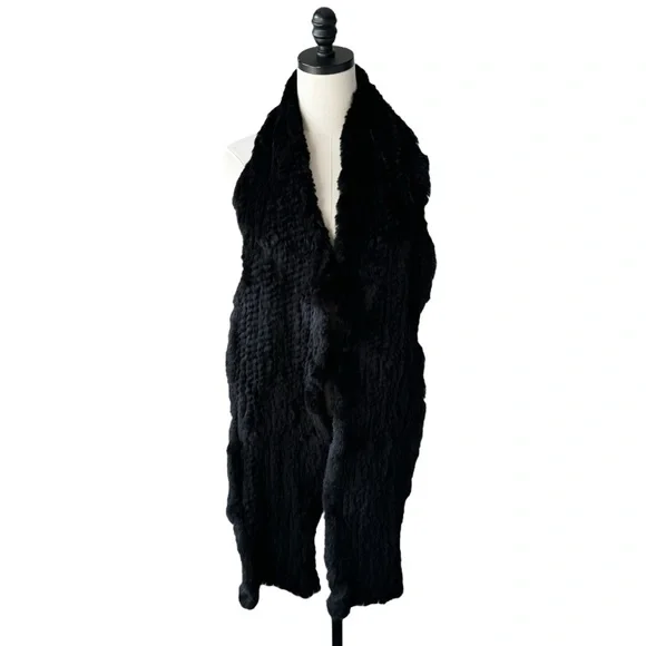 Sak’s Fifth Avenue Black Rabbit Fur Scarf - Picture 2 of 7